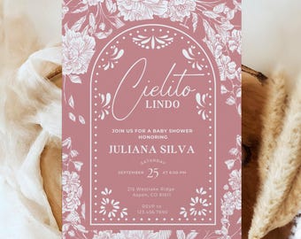 Cielito Lindo Baby Shower Invitation Girl Mexican Talavera Theme Baby Shower Canva Invite Papel Picado Baby Sprinkle Invite Editable Invite