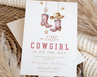 Cowgirl Baby Shower Invitation Template: Rustic Western Invite (Digital Download)