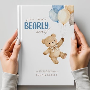 We Can Bearly Wait Teddy Bear Baby Shower Guest Book Gender Neutral Baby Shower Decor Advice and Wishes for Baby