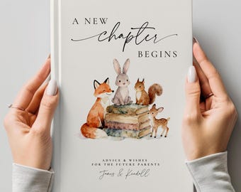A New Chapter Begins Baby Shower Guest Book Woodland Baby Shower Decor Gender Neutral Woodland Theme Journal Storybook Baby Shower