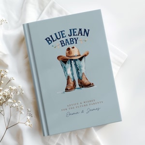 Blue Jean Baby Baby Shower Guest Book Boy Denim Baby Shower Journal Sprinkle Baby Shower Gift For New Parents Blue Jean Baby Shower Decor