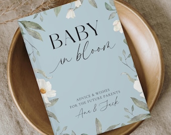 Baby in Bloom Baby Shower Guest Book Editable Wildflower Baby Shower Journal Floral Baby Shower Gift Personalized Advice & Wishes Journal