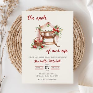 Apple Of Our Eye Baby Shower Invitation Fall Apple Theme Editable Canva Template Gender Neutral Autumn Baby Shower Invite Digital Download