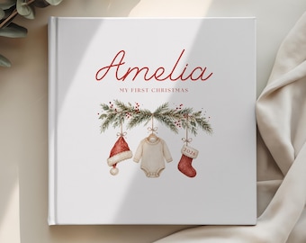 Personalized Baby First Christmas Photo Book, Custom Holiday Memory Album