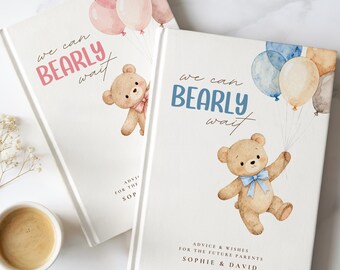 We Can Bearly Wait Teddy Bear Baby Shower Guest Book Gender Neutral Baby Shower Decor Advice and Wishes for Baby