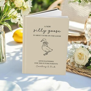 Silly Goose Baby Shower Guest Book Personalized Keepsake for New Parents Advice & Wishes Journal Silly Goose SignIn Book Gender Neutral Gift afbeelding 4