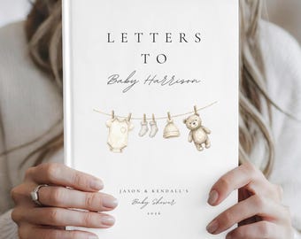 Personalized Baby Shower Guest Book Custom Letters to Baby Memory Keepsake Made With Love Advice for New Moms Customizable Baby Shower Book