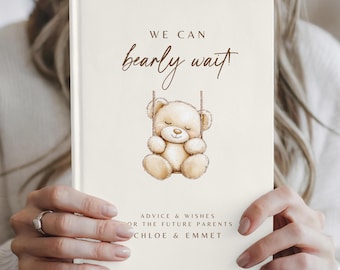 Personalized Teddy Bear Baby Shower Guest Book: Neutral Boho Journal