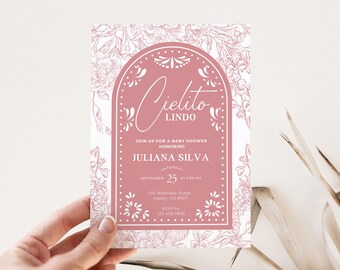 Cielito Lindo Baby Shower Invitation Girl Mexican Talavera Theme Baby Shower Canva Invite Papel Picado Baby Sprinkle Invite Editable Invite