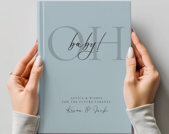 Oh Baby Minimalist Baby Shower Guest Book | Custom Modern Gender Neutral Baby Shower Journal |  Elegant Baby Shower Decorations