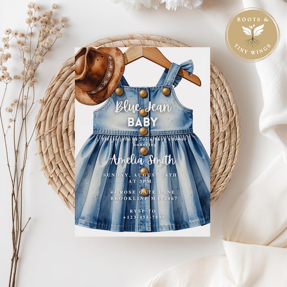 blue jean baby shower dress Blue Jean Baby Light Denim Romper Dress main image 0