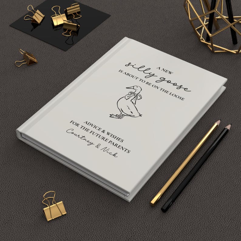 Silly Goose Baby Shower Guest Book Personalized Keepsake for New Parents Advice & Wishes Journal Silly Goose SignIn Book Gender Neutral Gift afbeelding 13