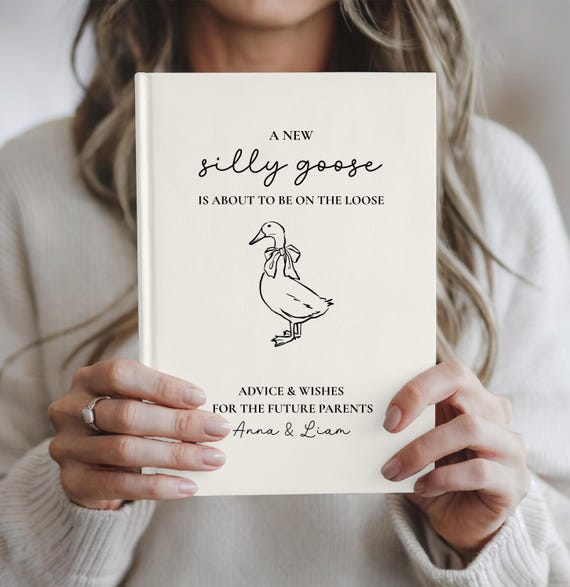 Silly Goose Baby Shower Guest Book Personalized Keepsake for New Parents Advice & Wishes Journal Silly Goose SignIn Book Gender Neutral Gift