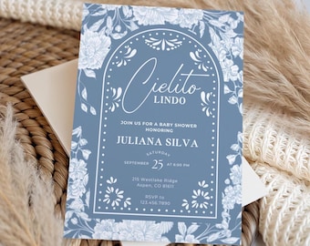 Cielito Lindo Baby Shower Boy Invitation Mexican Talavera Theme Baby Shower Canva Invite Papel Picado Baby Sprinkle Invite Editable Invite