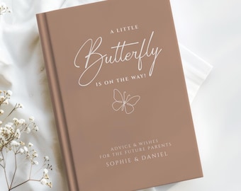 Butterfly Baby Shower Guest Book Advice & Wishes Keepsake A Little Baby Butterfly Is On The Way Shower Decor Custom Guest Book