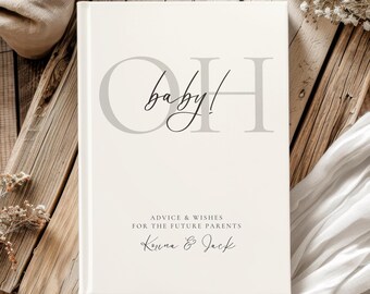 Minimalistic Baby Shower Guest Book Custom Journal Baby Shower Gift Neutral Baby Shower Decor Advice and Wishes For Future Parents NoteBook