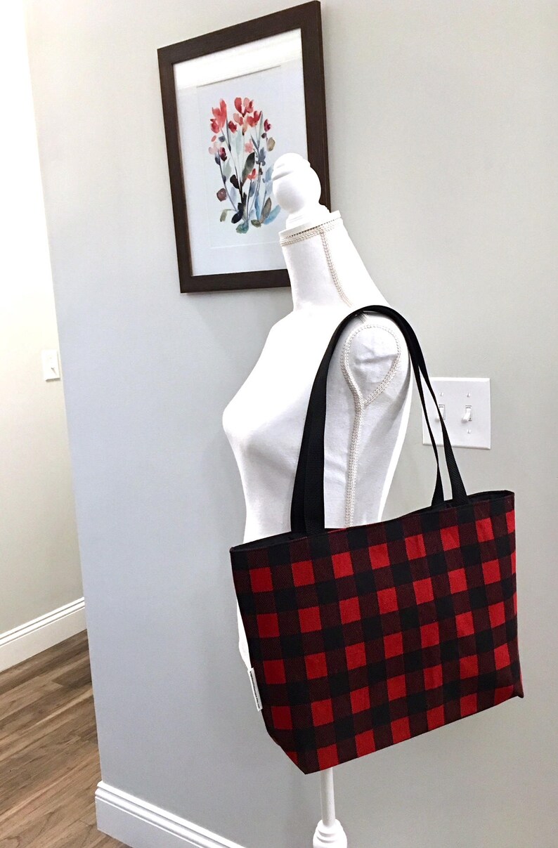 Tote Bag Red Plaid Bag Buffalo Plaid Tote Bag Gift 20 Etsy