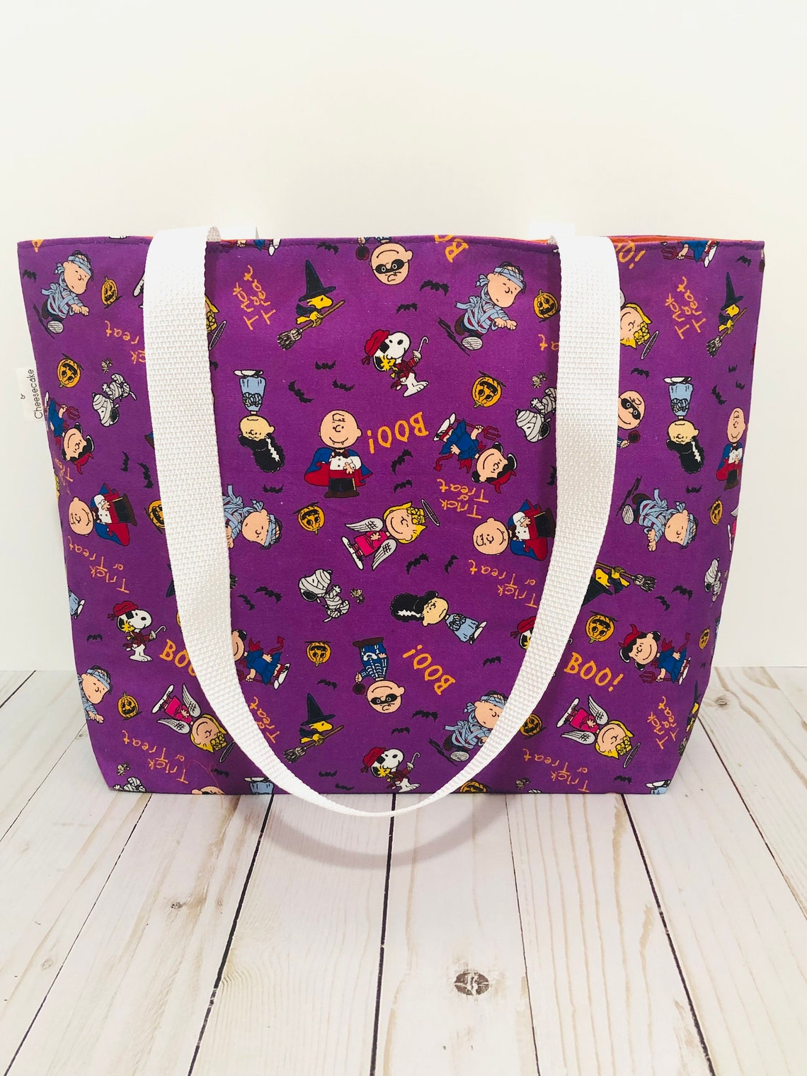 Peanuts Halloween Bag with pocket size 11x16x4 snoopy Etsy