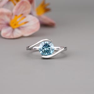 1.53Ct Vivid Blue Diamond Ring, Wedding Ring, Solitaire Ring, Made with Lab Grown Diamond, Anniversary Gift, Gift For Her, 14kt White Gold