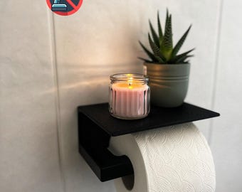 Moderner Toilettenpapierhalter mit Ablage ohne Bohren – minimalistischer Rollenhalter für Bad & Gäste-WC, 3D gedruckt mit großer Farbauswahl