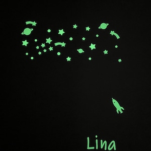 Starry sky | Wall decoration | Children&#39;s room | Living room | Fluorescent | Including adhesive pads | Glowing stars | Universe | Planets