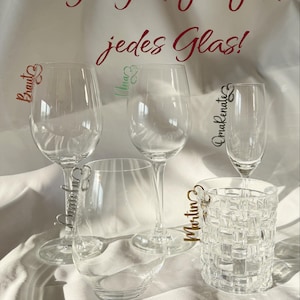 Personalisierte Namensschilder für Gläser – 3D Druck | Hochzeit | Geburtstag | Tischdeko individuell | Viele Farben | inkl. Aufbewahrungsbox