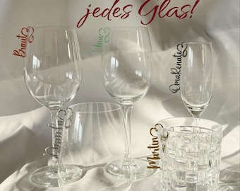 Etichette personalizzate per occhiali – Stampate in 3D | Matrimonio | Compleanno | Decorazione da tavolo personalizzata | Molti colori | Include scatola portaoggetti
