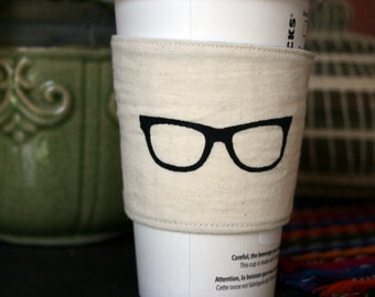 Geeky eye glasses cup cozy