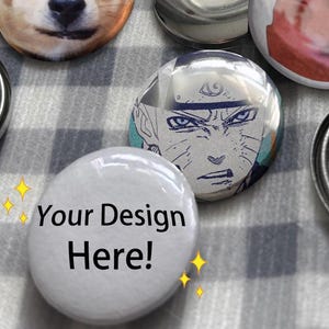 Customizable Holo Button Pins: Personalized Badges, 25mm