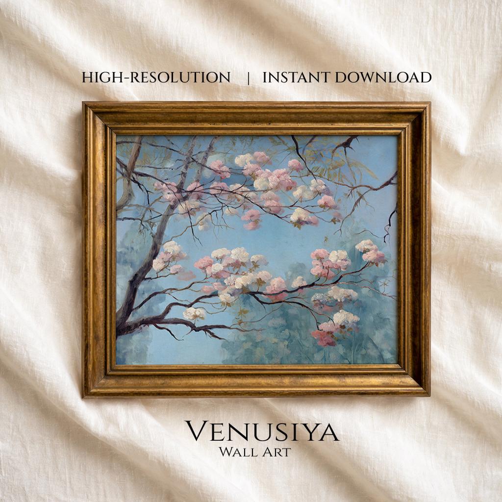 Printable White Blossom Botanical Painting