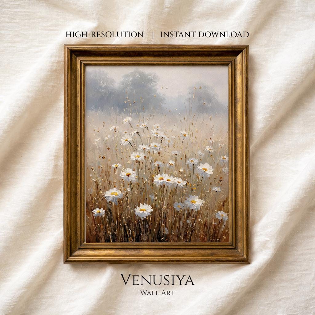 Printable Wildflower Field Landscape Painting