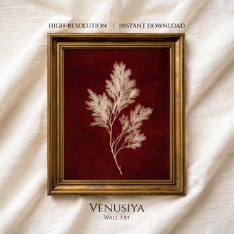 Heritage Botanical Print, Moody Winter Artwork, Gallery Wall Decor