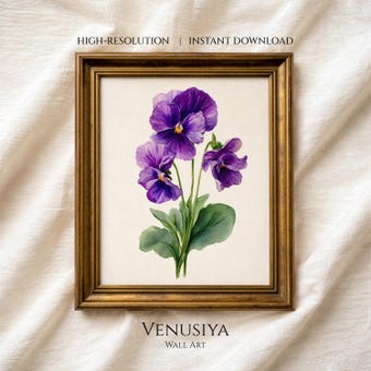 February Birth Flower: Violet, Vintage Spring Botanical Nursery Art Decor, PRINTABLE Digital Download