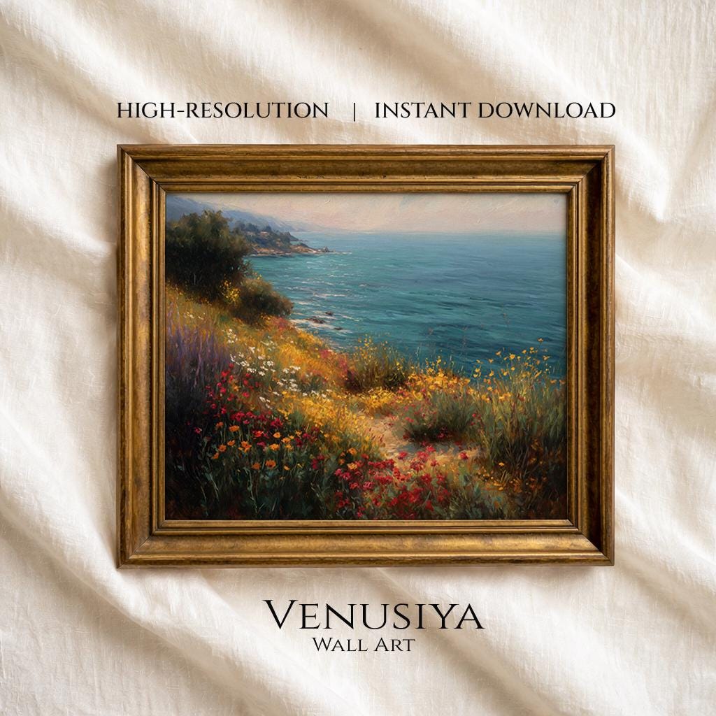 Coastal Ocean Wildflower Printable Wall Art