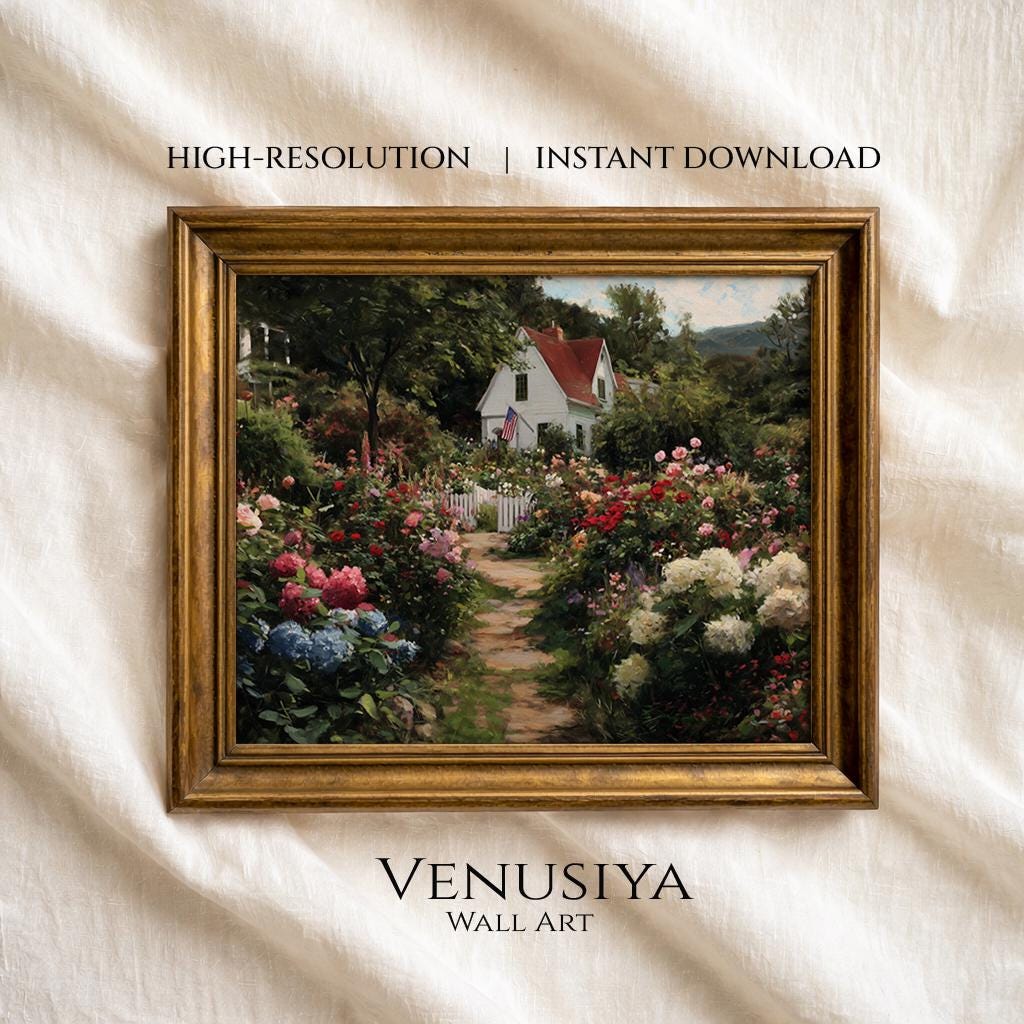 Patriotic Cottage Oil Painting