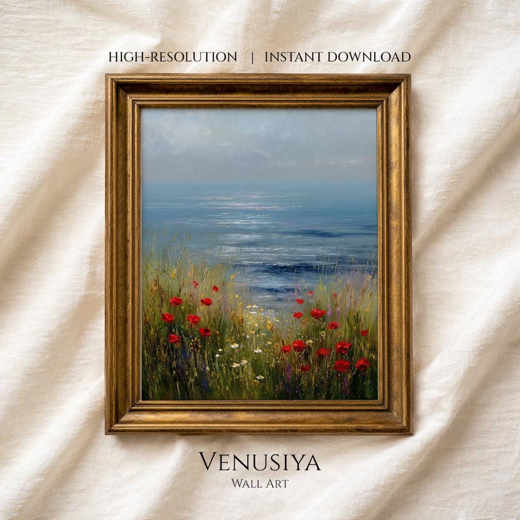 Beach Wildflower Landscape Printable Art