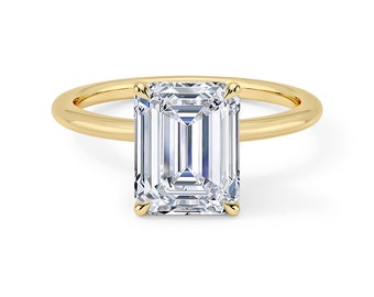 Bague de fiançailles en diamants cultivés en laboratoire certifiés taille émeraude - bague solitaire - alliance - bague de mariée