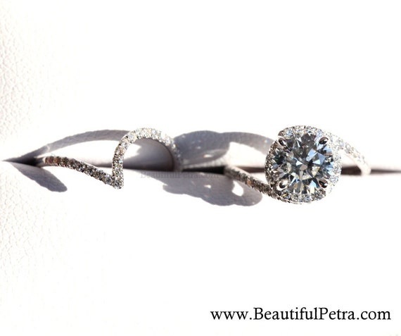 Alianza de boda a juego para compromiso de remolino fino o anillo de mano DERECHA oro blanco de 14K UNICO Pave Bodas Lujo Novias Bp0013 Etsy Espana