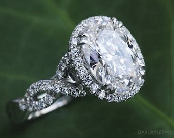 FANCY - BeautifulPetra.com - GIA Certified - Oval Halo Diamond Engagement Ring - Platinum - Luxury - Bph034