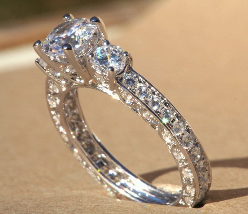 Diamond Engagement Ring VINTAGE Style 1.6 Carat Round | Etsy