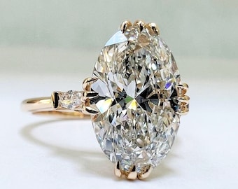 Certified Lab Grown Oval Diamond Engagement Ring – 14K Yellow Gold (Bp037)