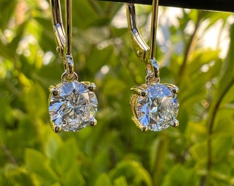 Super SALE - 2 Carats Lab Grown Diamond Earrings  - 14K white, Yellow or Rose gold - Christmas, Birthday, Wedding Gift -ITEM# BPE04