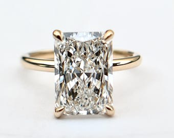 14K 18K Platinum Solitaire Radiant Cut Engagement Ring Simple Ring Wedding Ring Laboratory Diamond Ring