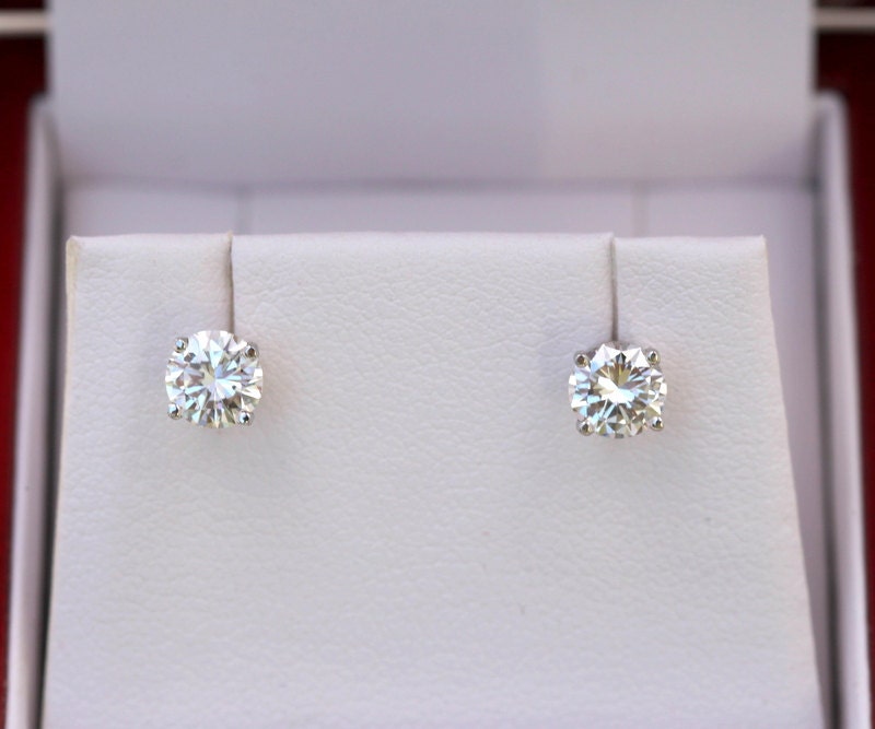 Best price on GIA certified Diamond Stud earrings 2.00 carat | Etsy