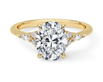 Unique Lab Grown Oval Diamond Engagement Ring- Dainty Ring  -  Bp041