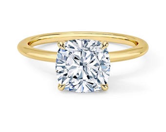 Cushion Cut Lab Grown Diamond Engagement Ring- Solitaire Ring  -  Plain Gold Ring- Bp039