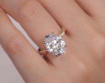 Lab Grown Oval Diamond Twisted Band Engagement Ring- Solitaire Ring  -  Bp004