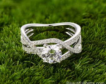 Diamond engagement ring - Beautiful Petra rings - 14k 18k Platinum - BP044