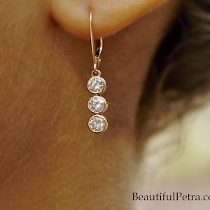 Everyday Diamond earrings - 14K white, Yellow or Rose gold - Christmas, Birthday, Wedding Gift - Beautiful Petra