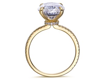 Lab Grown Oval Diamond Magic Halo Engagement Ring- Simple Ring  -  Bp006